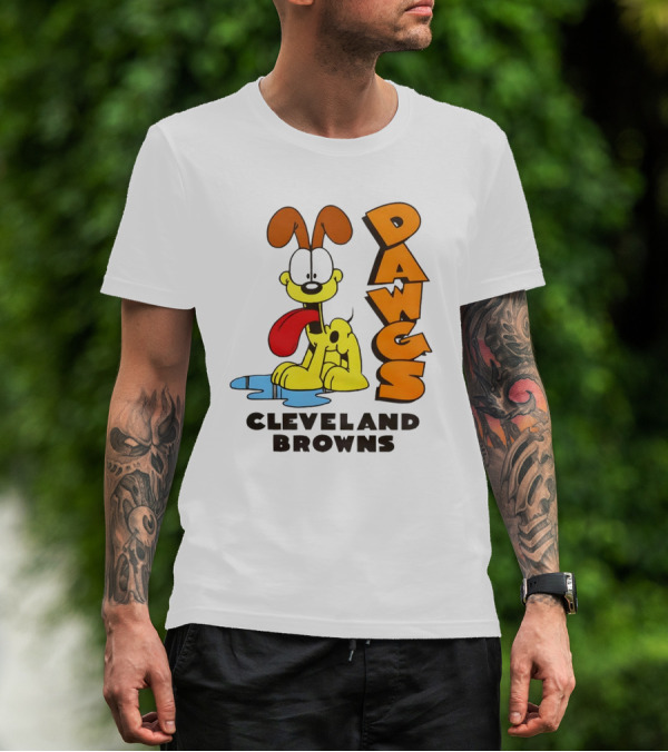 Dawgs Cleveland Browns Odie Garfield Cartoon T-Shirt