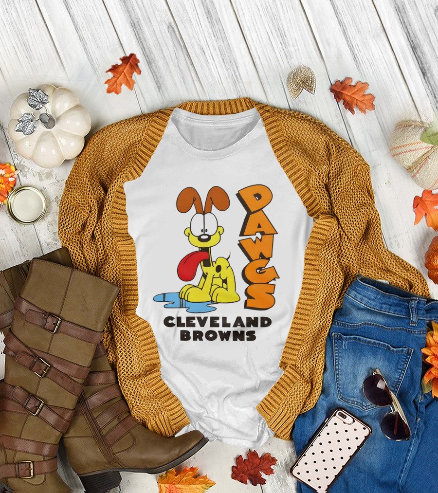 Dawgs Cleveland Browns Odie Garfield Cartoon T-Shirt