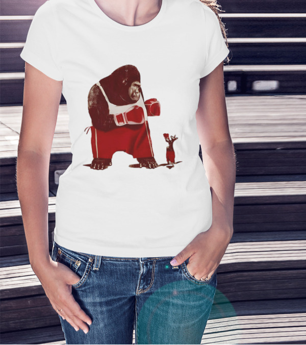Gorilla Boxing Kangaroo Showdown In Red Boxing Gear T-Shirt