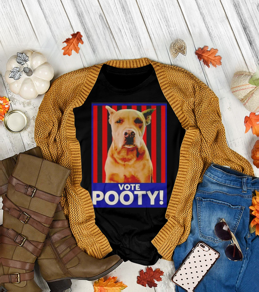 Vote Pooty Dog with Red and Black Stripes T-Shirt