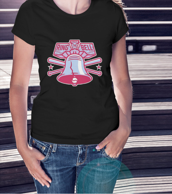 Philadelphia Phillies Ring The Bell Phly Baseball Crossed Bats Stars T-Shirt