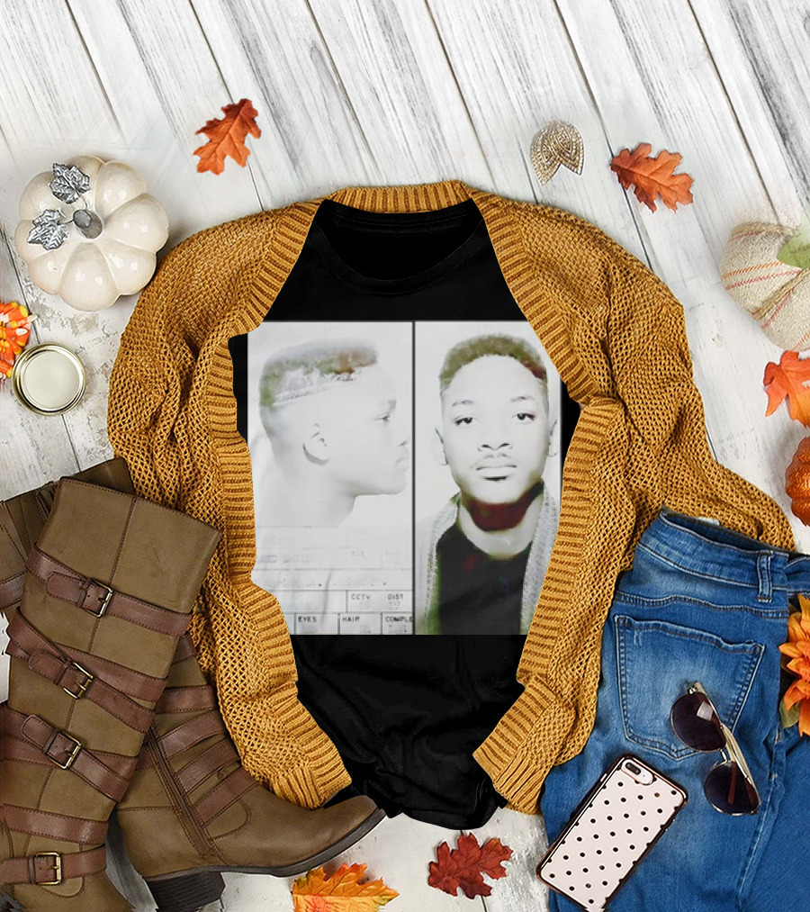 Will Smith Mugshot Style Image Dual View Portrait Text Elements T-Shirt