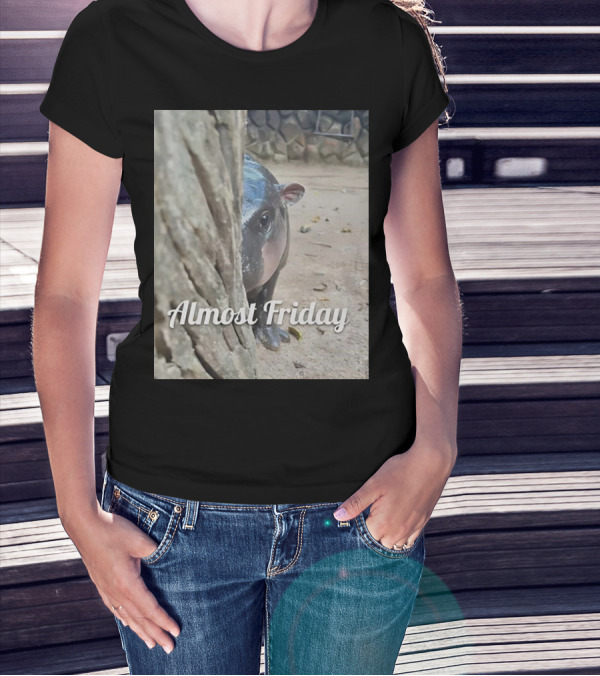 Almost Friday Peek Hippo Behind Tree T-Shirt