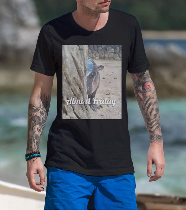 Almost Friday Peek Hippo Behind Tree T-Shirt