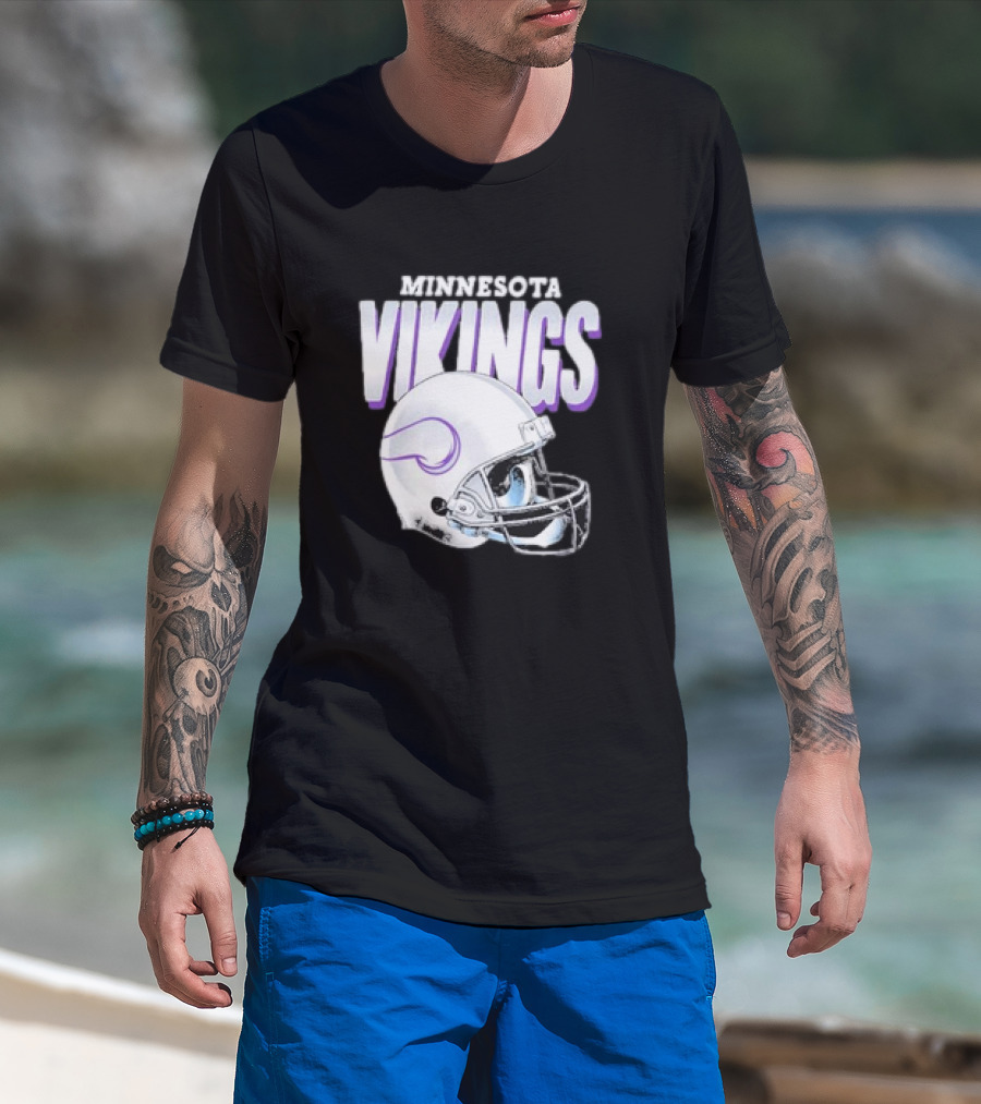 Minnesota Vikings Gradient Helmet NFL Merchandise T-Shirt