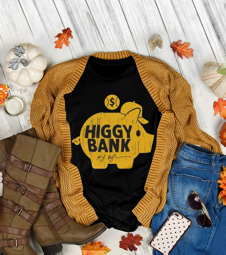 San Diego Padres Higgy Bank Kyle Higashioka Baseball Piggy Bank T-Shirt