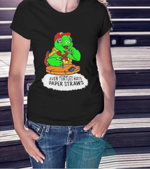 Isaac Butterfield Even Turtles Hate Paper Straws T-Shirt