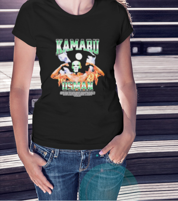 Kamaru Usman Warrior Spirit Flames And Smoke T-Shirt