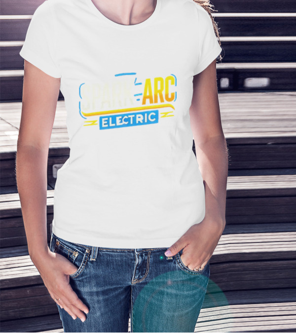 Spark And Arc Electric Bold Yellow And Blue Text T-Shirt