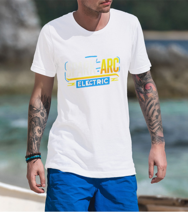 Spark And Arc Electric Bold Yellow And Blue Text T-Shirt
