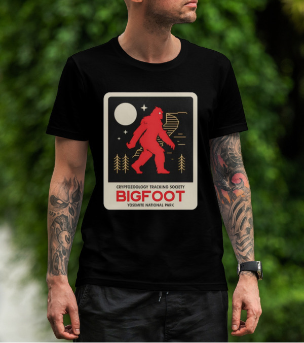 Bigfoot Cryptozoology Tracking Society Moonlit Yosemite National Park T-Shirt