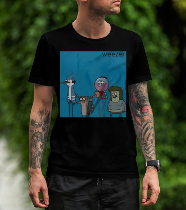 Weezer The Regular Show Mordecai And The Rigbys Vintage Cartoon Characters T-Shirt