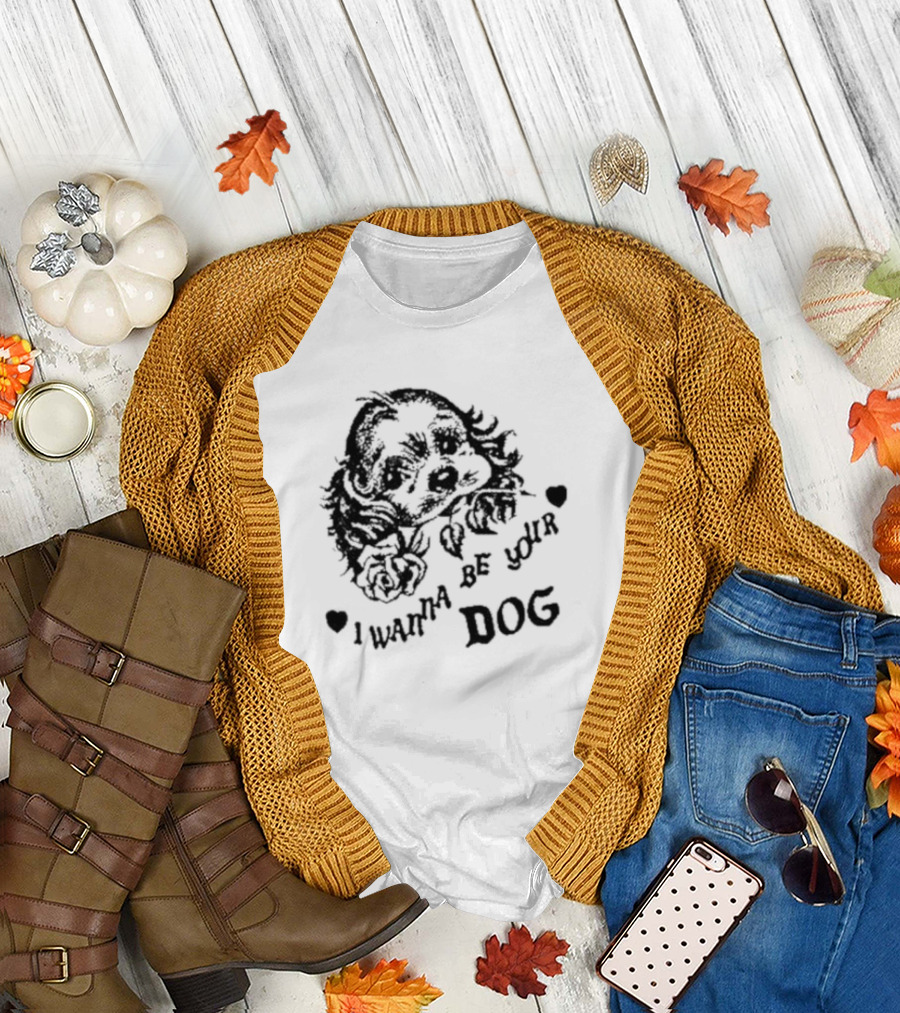 Bread and Water I Wanna Be Your Dog Vintage Style Heart Puppy Print T-Shirt