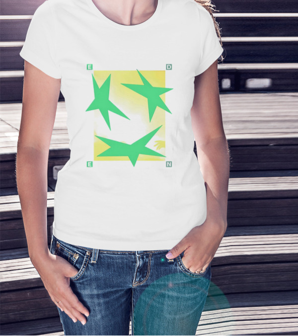Eden Star Green Tri-Star Design With Yellow Background T-Shirt