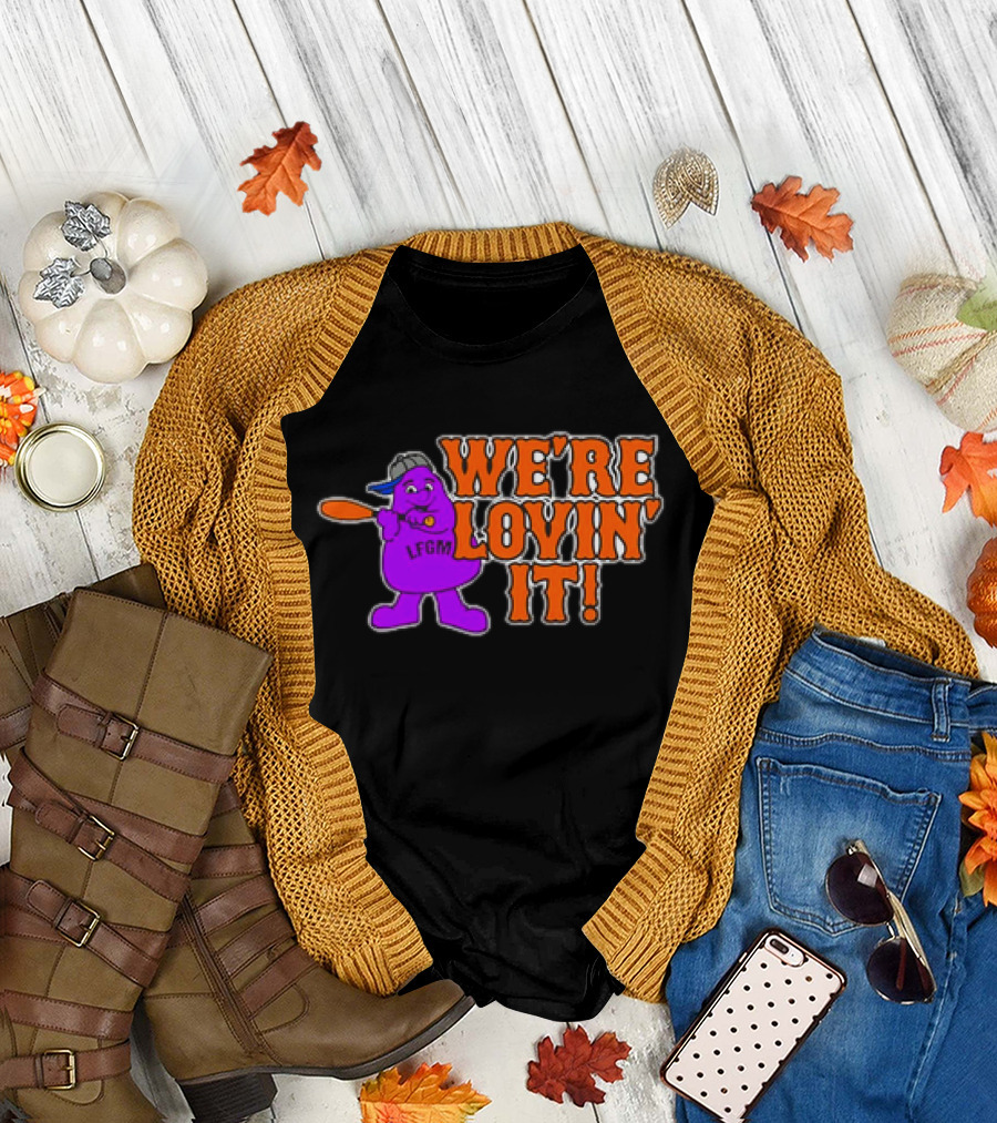New York Mets LFGM Grimace We're Lovin' It T-Shirt