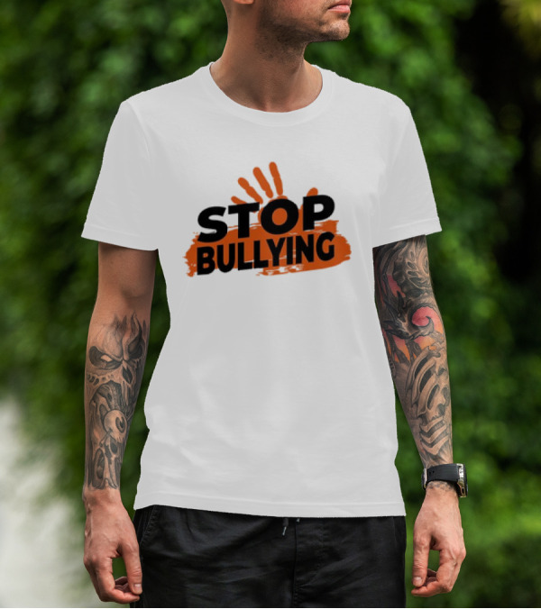Eudy Stop Bullying Handprint Message T-Shirt
