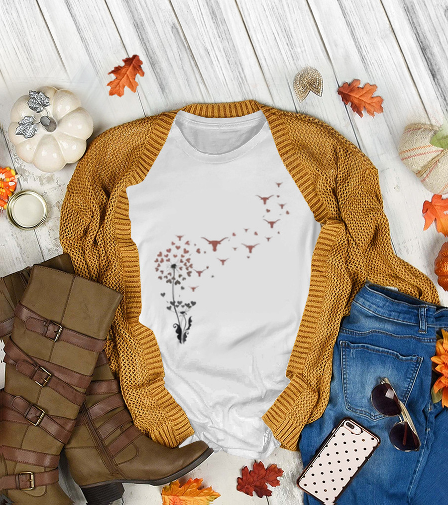 Texas Longhorns Dandelion Flower Logo Blossoms T-Shirt
