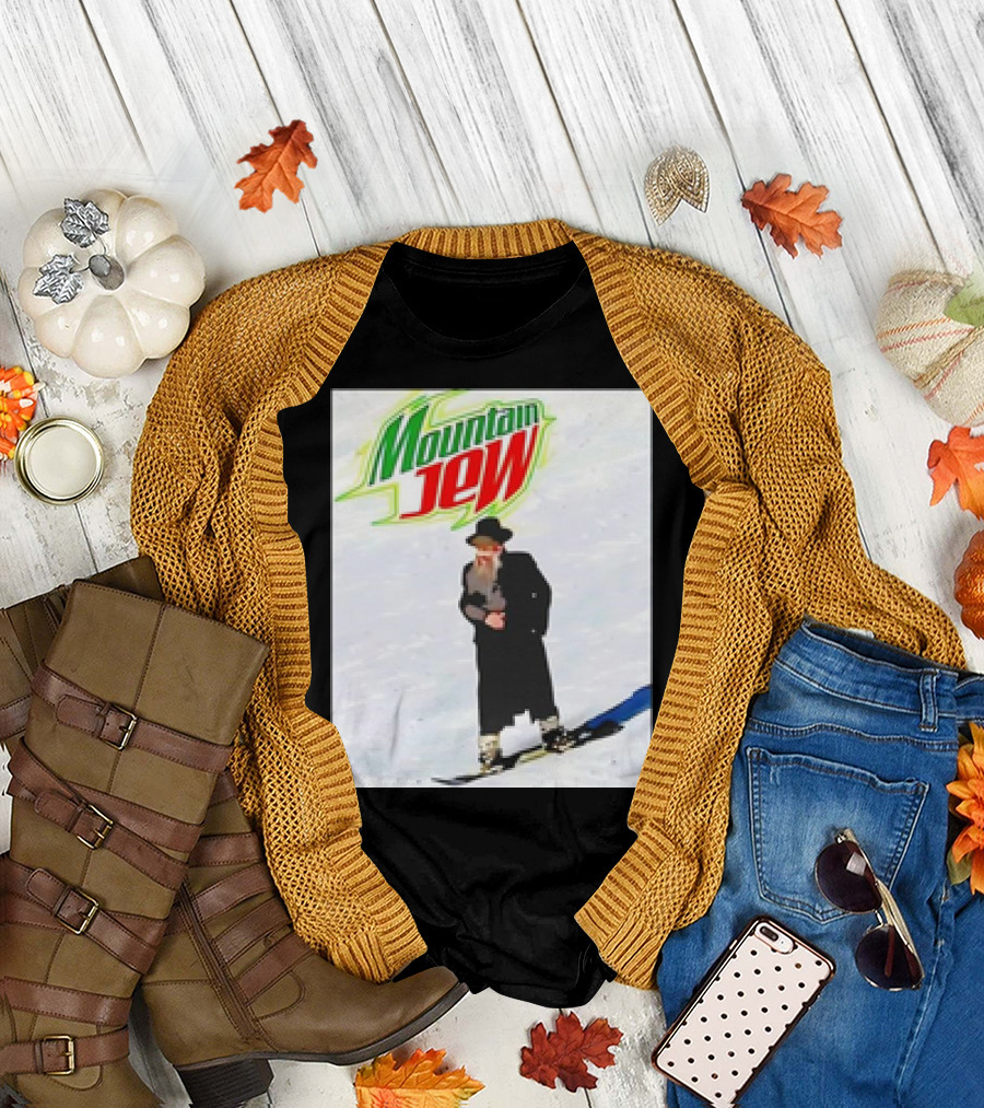 Mountain Jew Skiing Parody on Iconic Soda T-Shirt