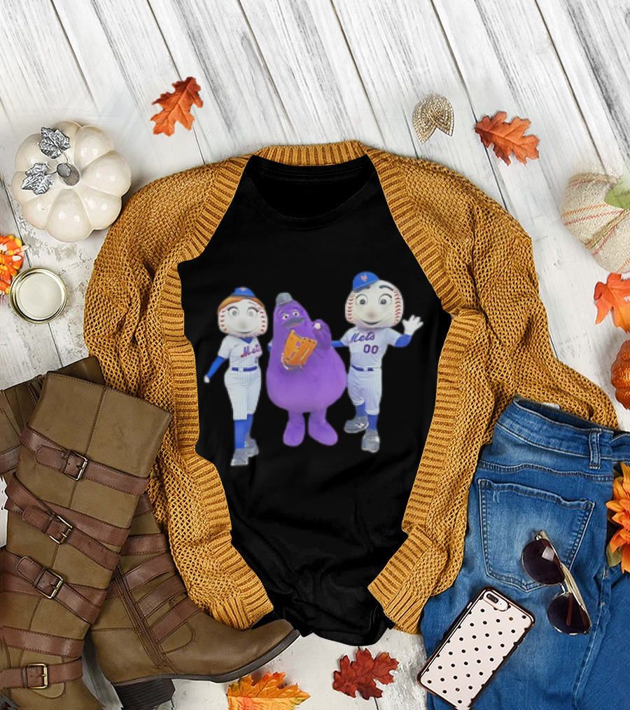 Mrs Met Grimace Mr Met Mets Baseball Characters Collaboration T-Shirt