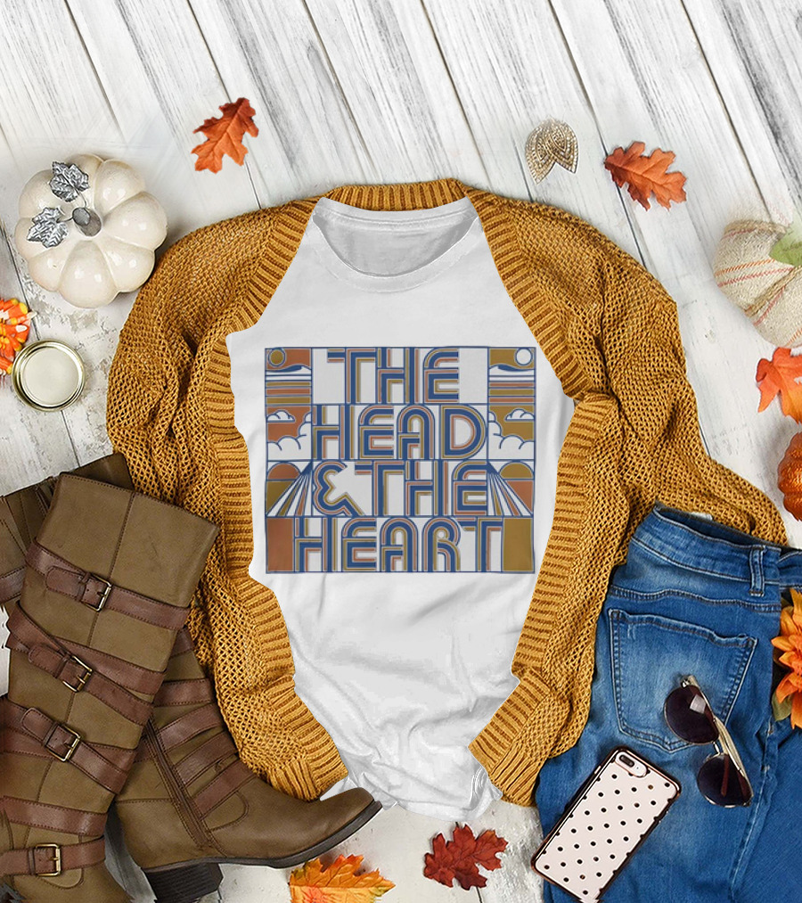 The Head And The Heart 2024 Tour Retro Style Geometric Sunrise and Clouds T-Shirt