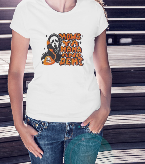 Ghostface How's Ya Mama And Dem Phone Call Retro 90s Horror T-Shirt