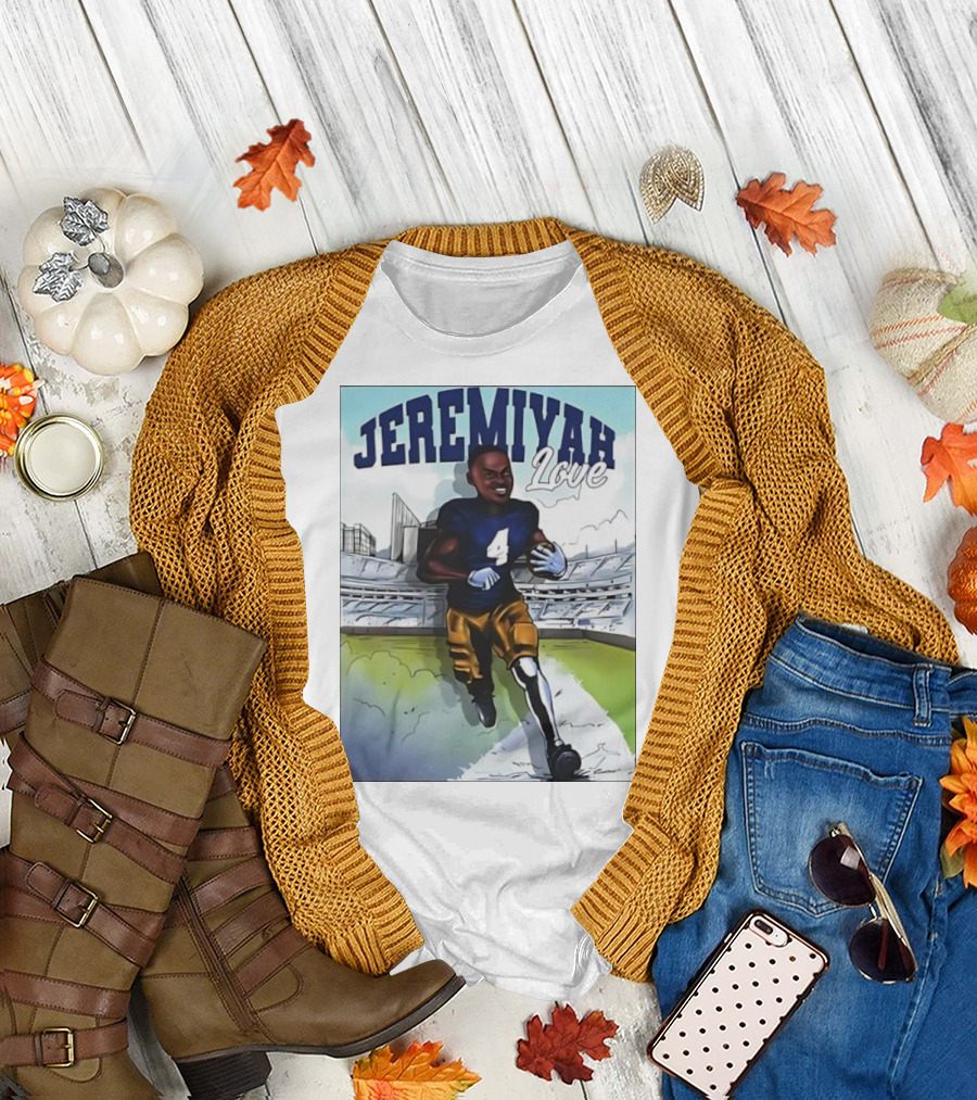 Jeremiyah Love Football Player Number Four Stadium Scene T-Shirt