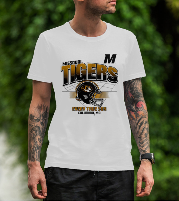 Missouri Tigers Football Helmet Every True Son Columbia MO Vintage T-Shirt