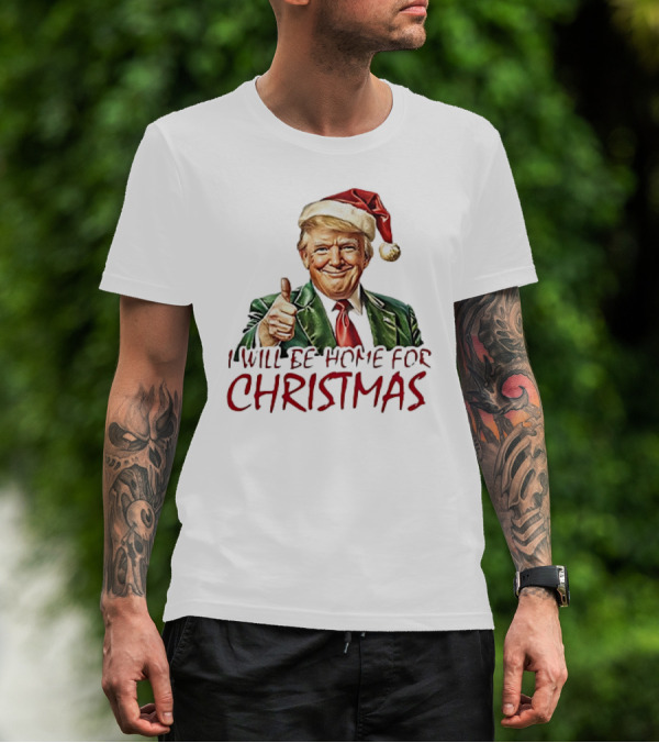 I'll Be Home For Christmas Santa Hat Thumbs Up T-Shirt