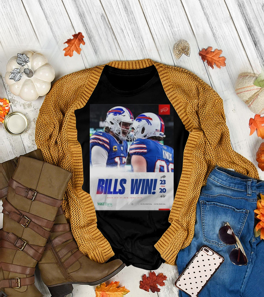 Bills Win 23-20 New York Jets NFL Victory Knox M&T Bank T-Shirt
