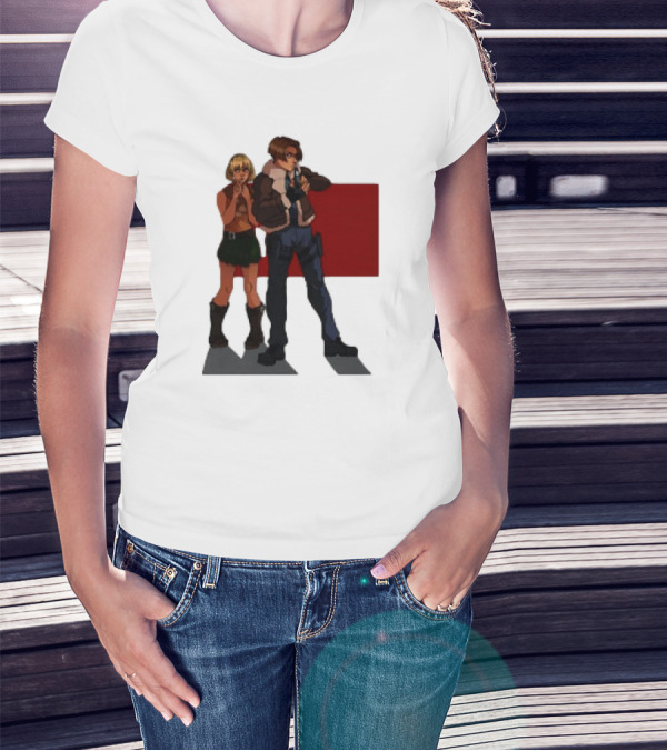Resident Evil Leon And Ashley Anime Style Duo T-Shirt