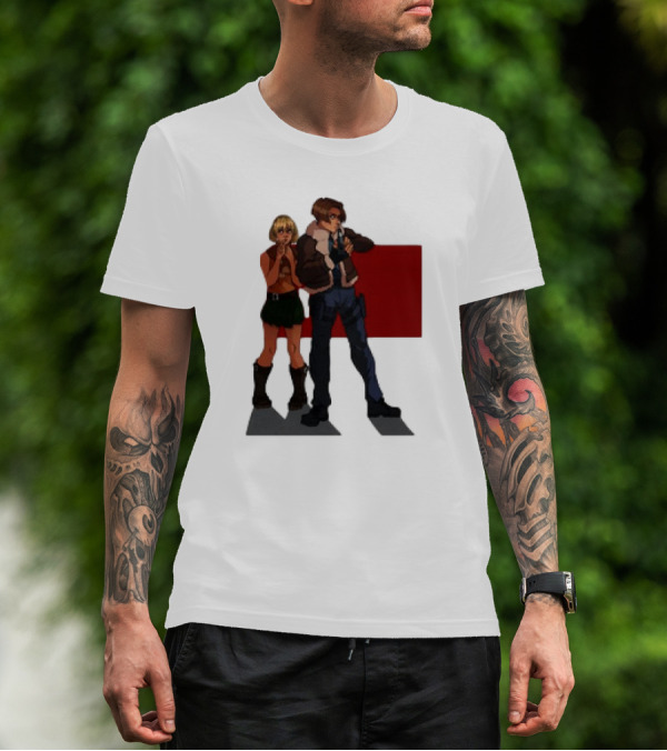 Resident Evil Leon And Ashley Anime Style Duo T-Shirt