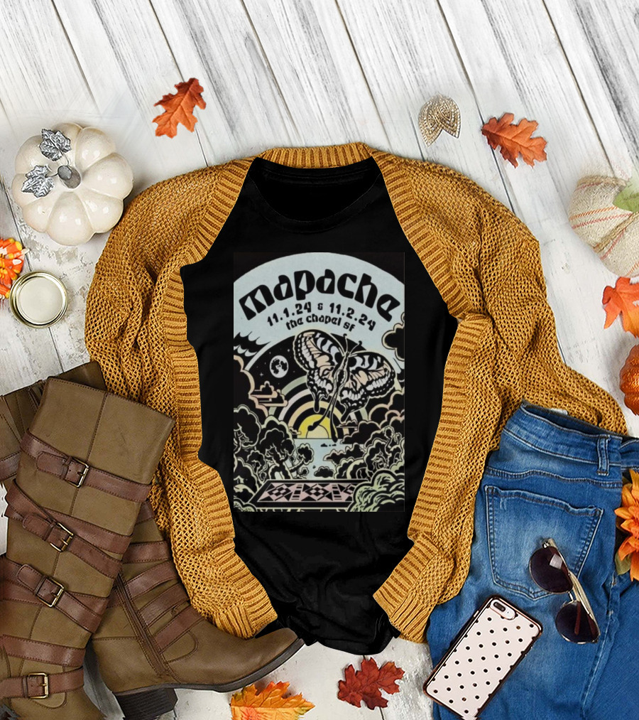 Mapache November 1-2 2024 The Chapel SF Butterfly Moon Art Deco T-Shirt