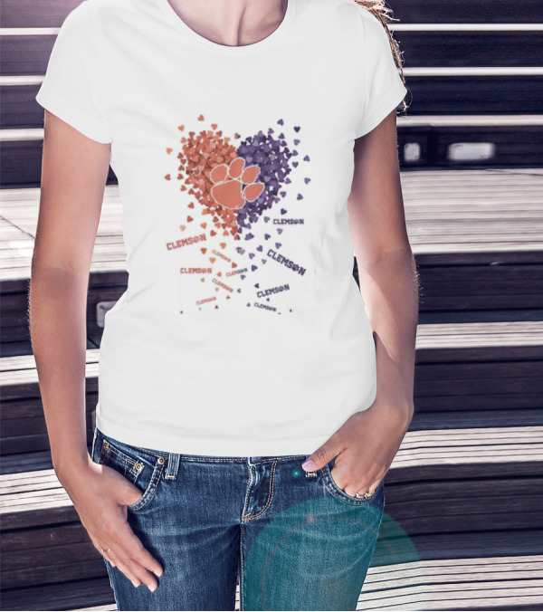 Clemson Tigers Heart Paw Print Passion T-Shirt