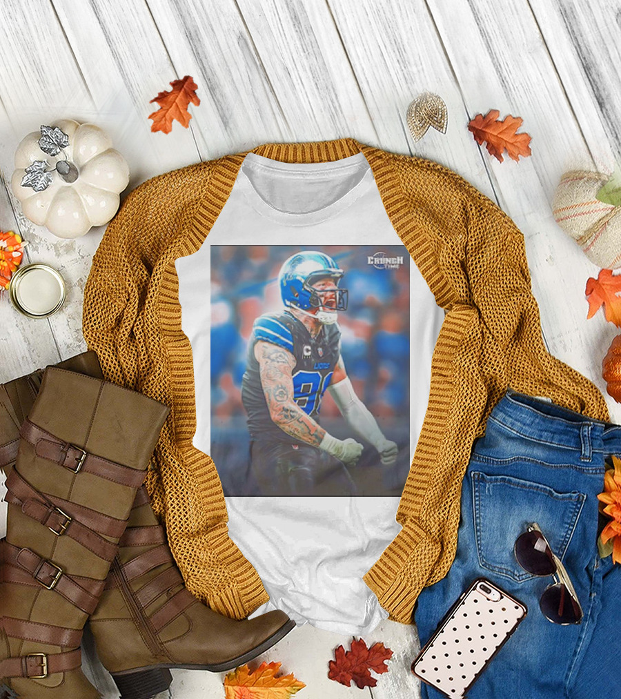 Crunch Time Maxx Crosby Detroit Lions Jersey Fire T-Shirt