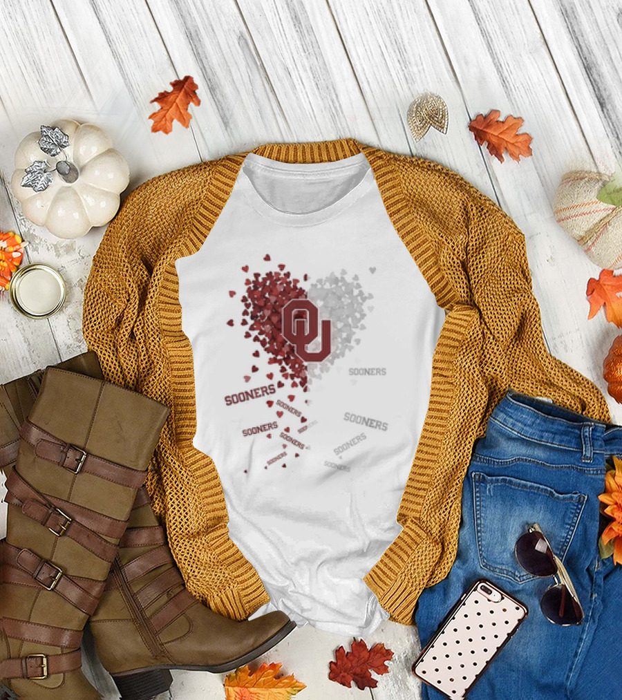 Oklahoma Sooners OU Logo Heart with Sooners Text T-Shirt