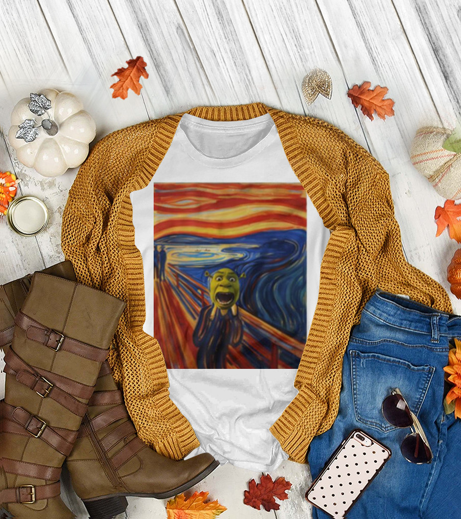 Shrek The Scream Edvard Munch Style Parody Painting T-Shirt