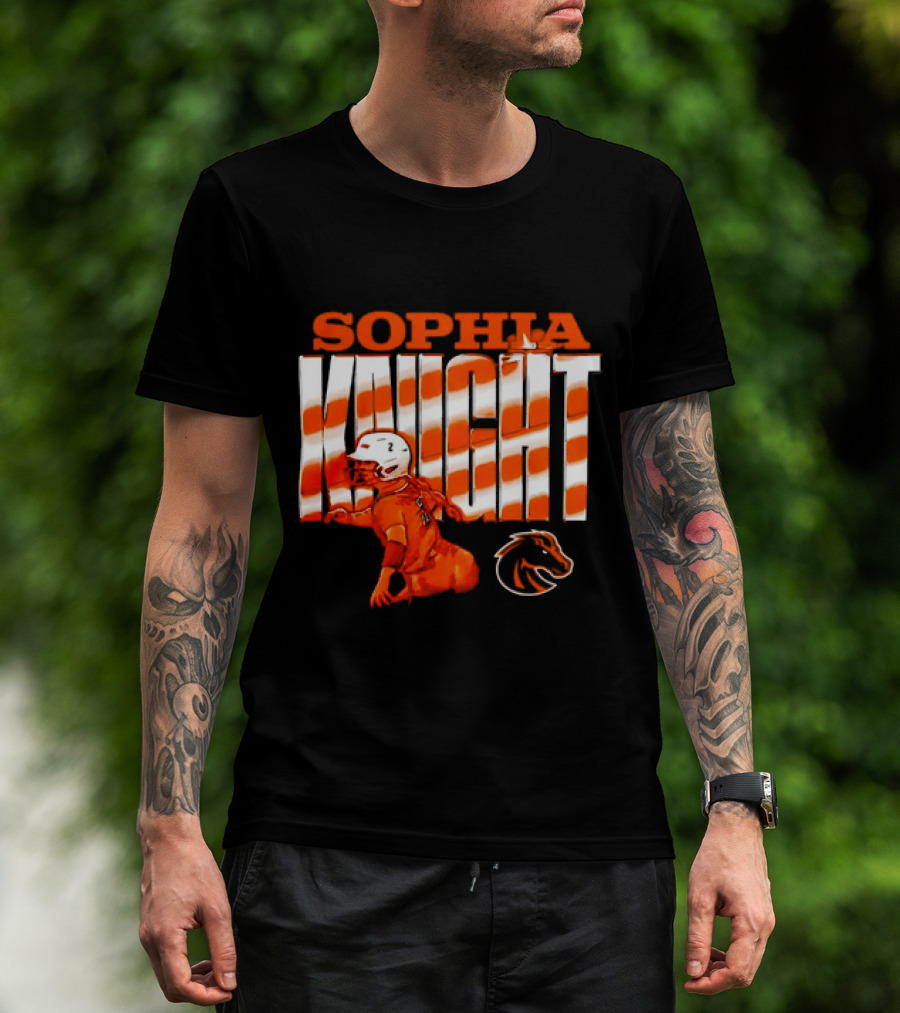Boise State Broncos Sophia Knight Football Cartoon With Bronco T-Shirt
