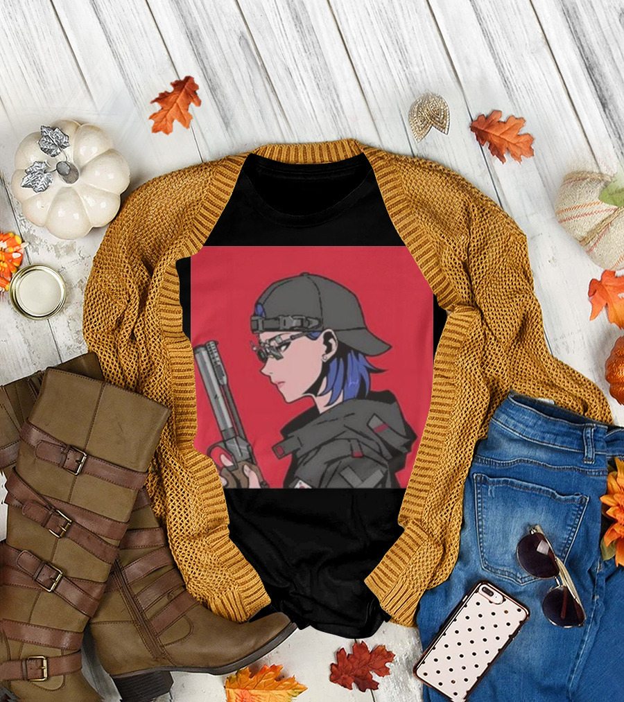 Kim Yeji Anime Character with Gun and Cap T-Shirt
