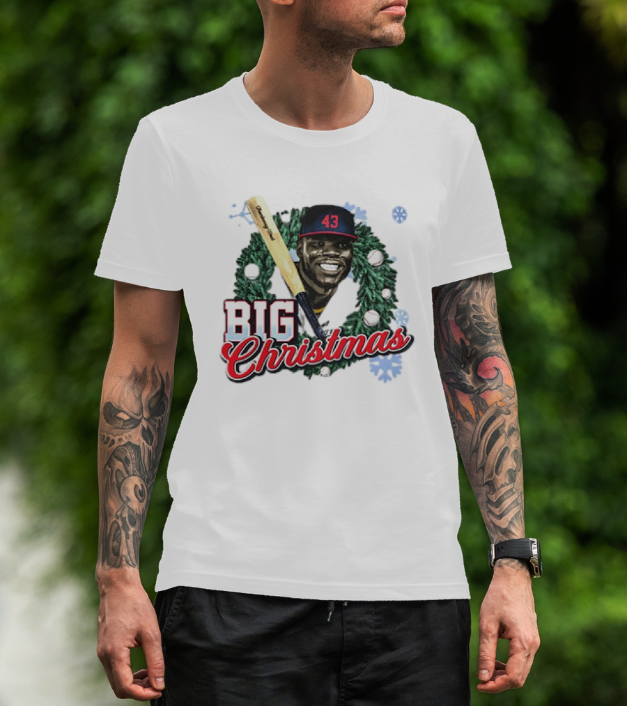 Jhonkensy Noel Cleveland Guardians Big Christmas 43 Vintage Baseball Wreath T-Shirt
