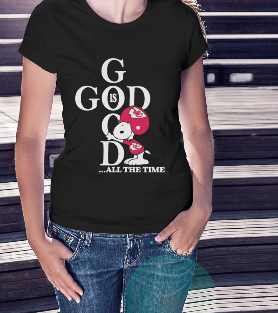 Kansas City Chiefs Snoopy God Is Good All The Time Football Fan Iconic Character Team Spirit T-Shirt