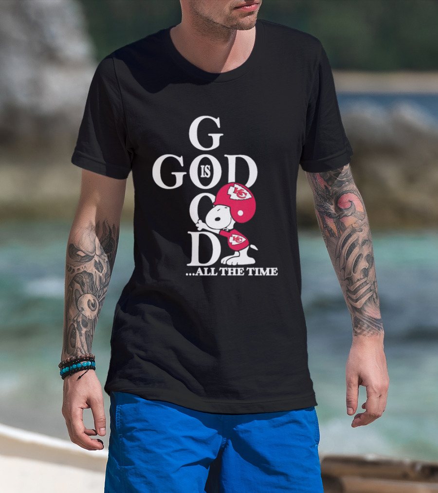 Kansas City Chiefs Snoopy God Is Good All The Time Football Fan Iconic Character Team Spirit T-Shirt
