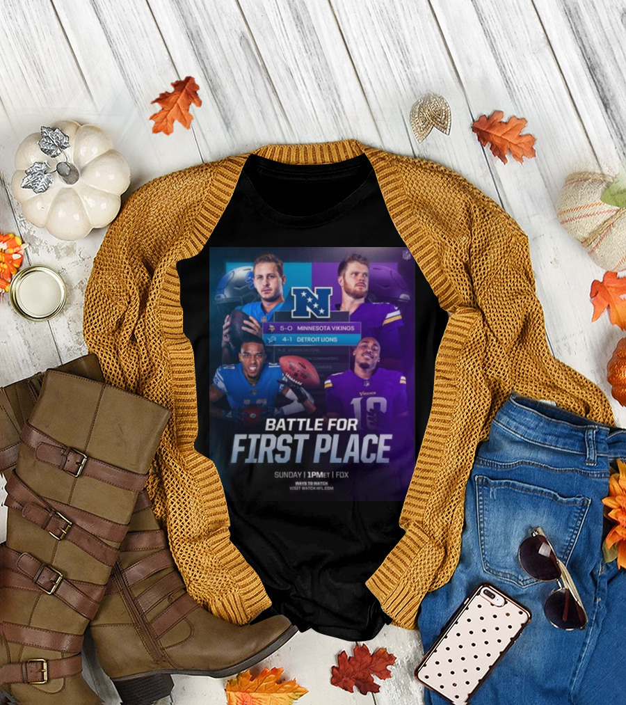 Minnesota Vikings 5-0 Vs Detroit Lions 4-1 NFC Battle for First Place Sunday 1PM ET on FOX T-Shirt