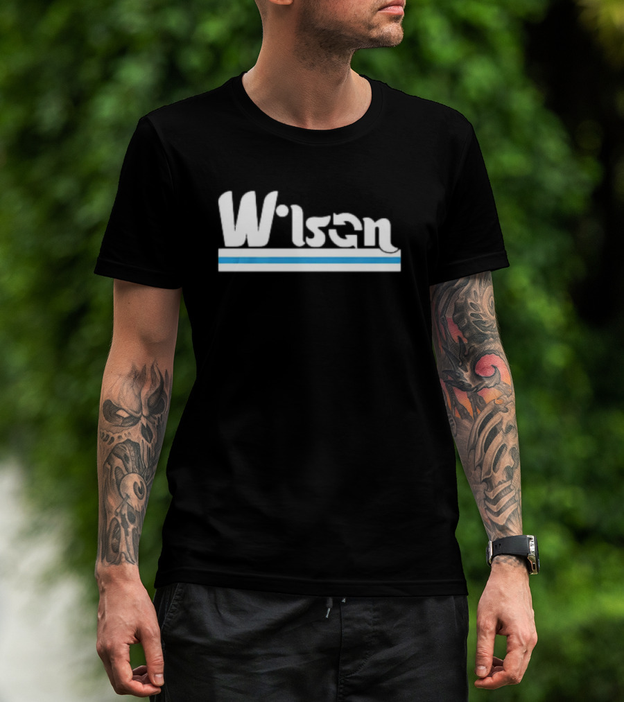 Wilson Retro Logo Style With Blue And White Stripe T-Shirt