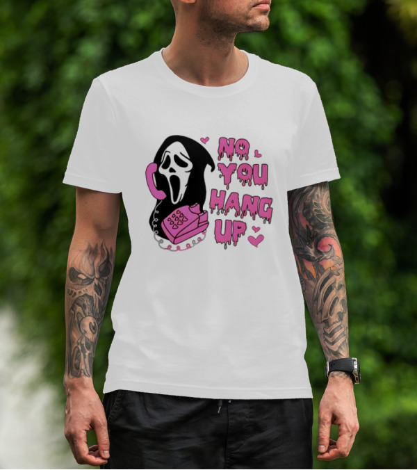 Ghost Face No You Hang Up Pink Phone Scream Hearts T-Shirt