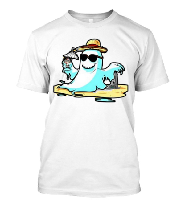 Relaxing Ghost On Vacation With Beach Vibes And Halloween Fun T-Shirt