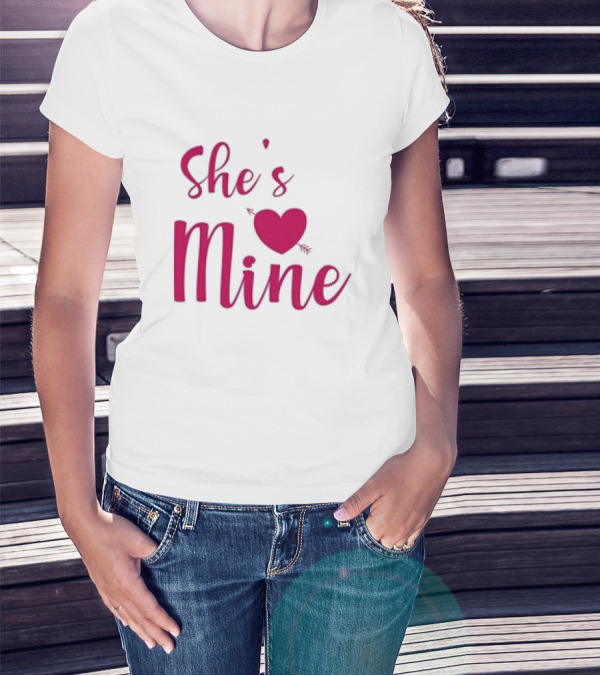 Valentine's Day She's Mine Heart With Arrow T-Shirt