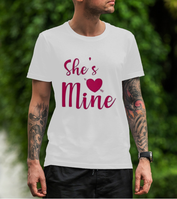 Valentine's Day She's Mine Heart With Arrow T-Shirt