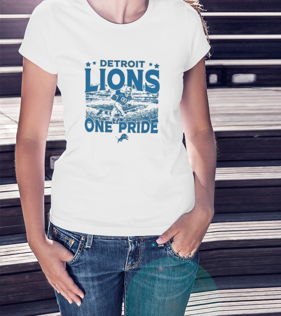 Detroit Lions One Pride Vintage Stadium Gameday T-Shirt