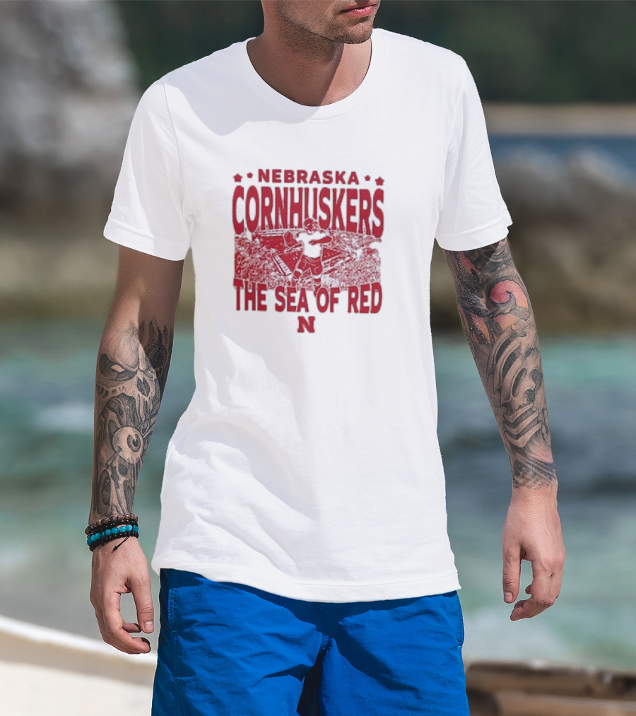 Nebraska Cornhuskers The Sea Of Red Stadium Scene T-Shirt