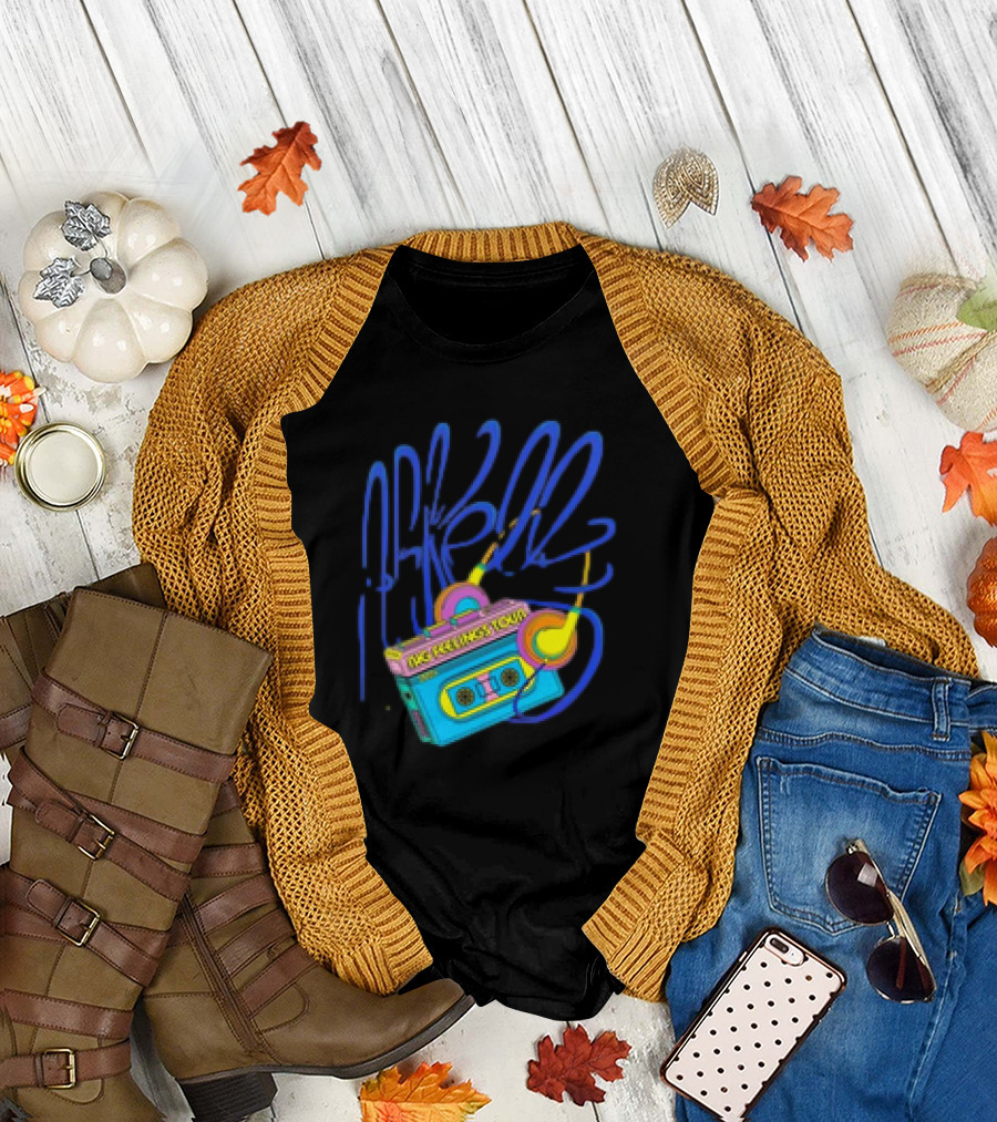 Arkellsmusic Big Feeling 2024 Tour Neon Boombox Headphones T-Shirt